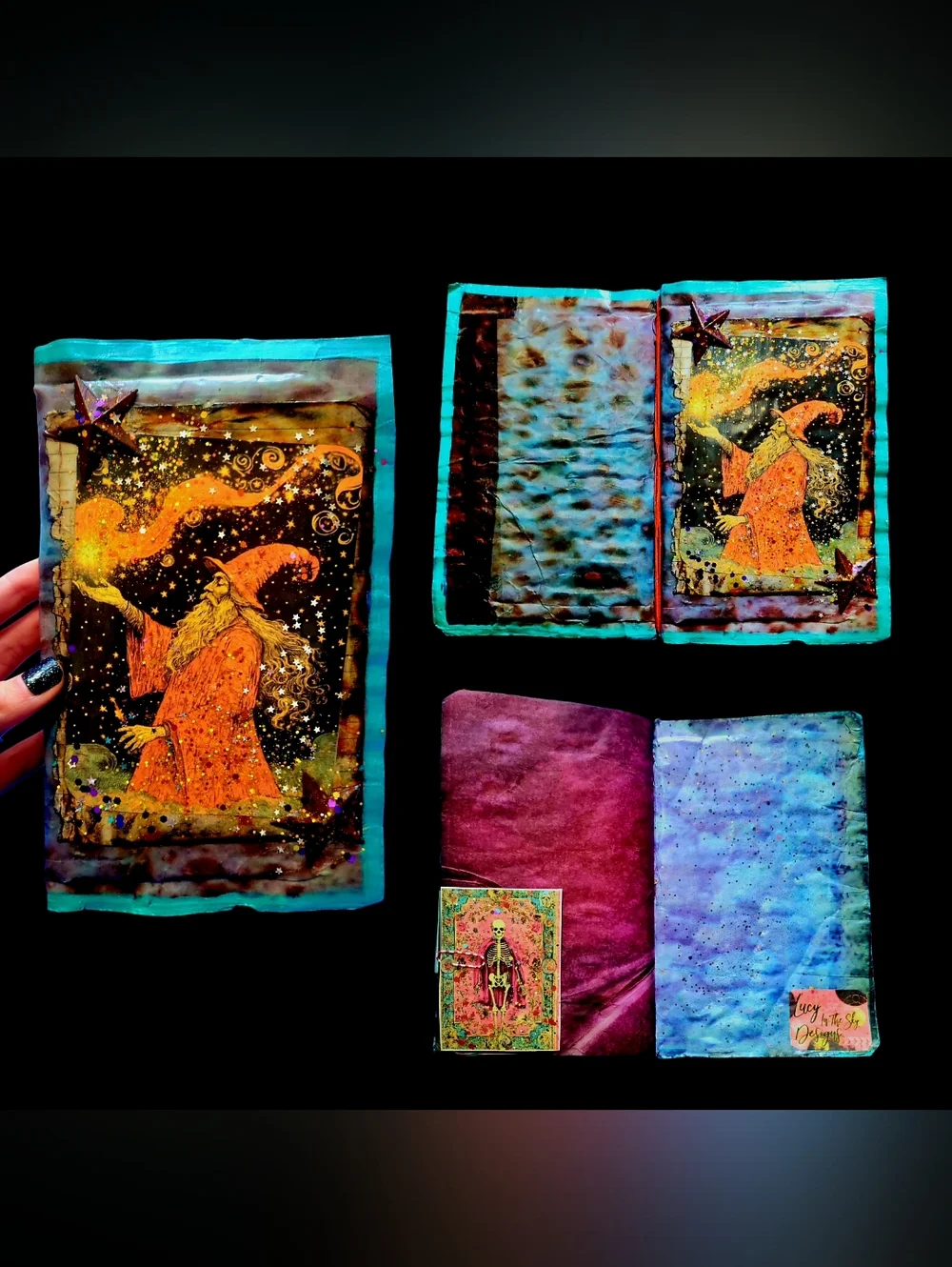 Wizard Celestial Handmade Junk/Creative Journal Fluffy Magick Textured Book